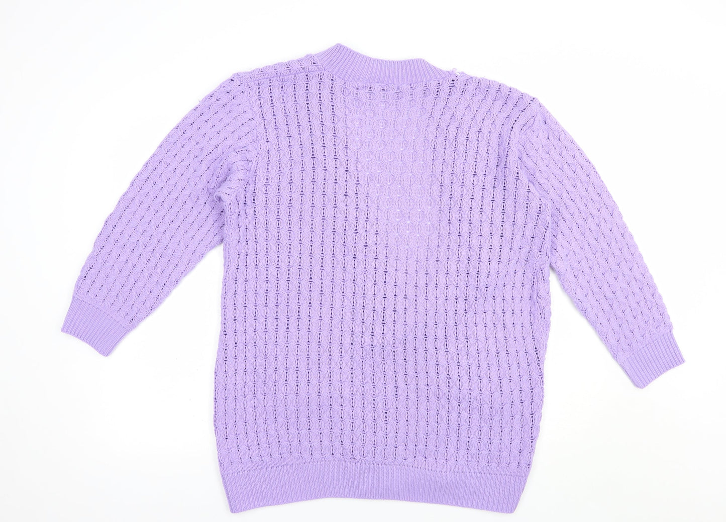Pure & Natural` Womens Purple V-Neck  Acrylic Cardigan Jumper Size M