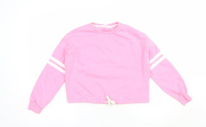 Marks and Spencer Girls Pink  Cotton Pullover Sweatshirt Size 9-10 Years  Pullover