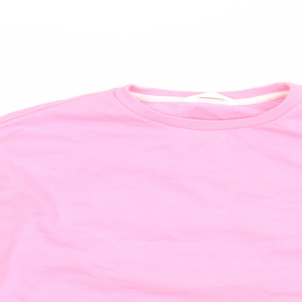 Marks and Spencer Girls Pink  Cotton Pullover Sweatshirt Size 9-10 Years  Pullover