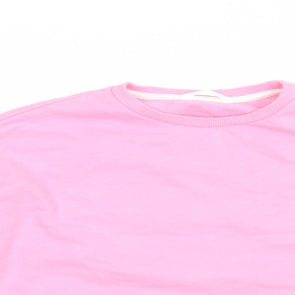 Marks and Spencer Girls Pink  Cotton Pullover Sweatshirt Size 9-10 Years  Pullover