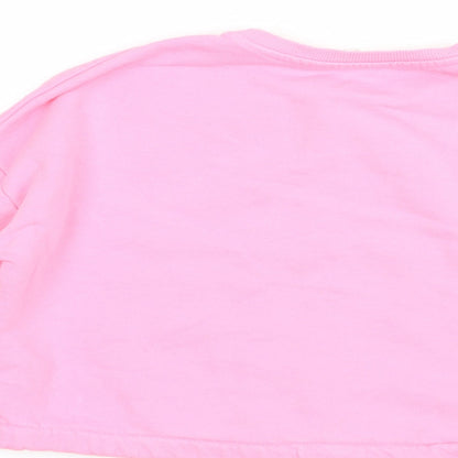 Marks and Spencer Girls Pink  Cotton Pullover Sweatshirt Size 9-10 Years  Pullover