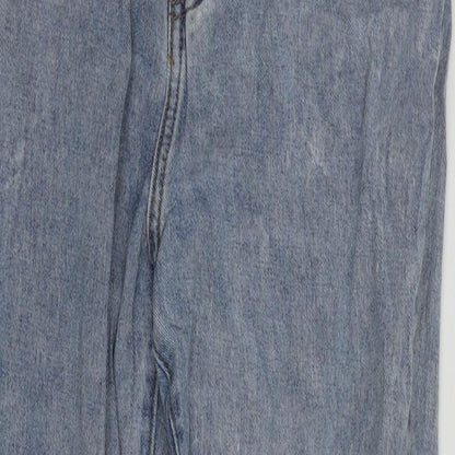 PRETTYLITTLETHING Womens Blue  Cotton Straight Jeans Size 12 L29 in Regular Zip