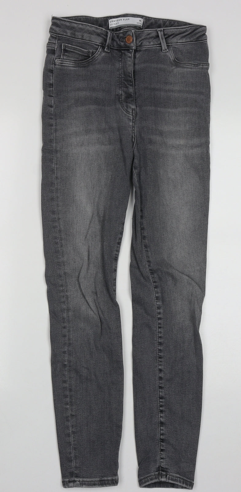 NEXT Womens Grey  Cotton Skinny Jeans Size M L26 in Regular Zip