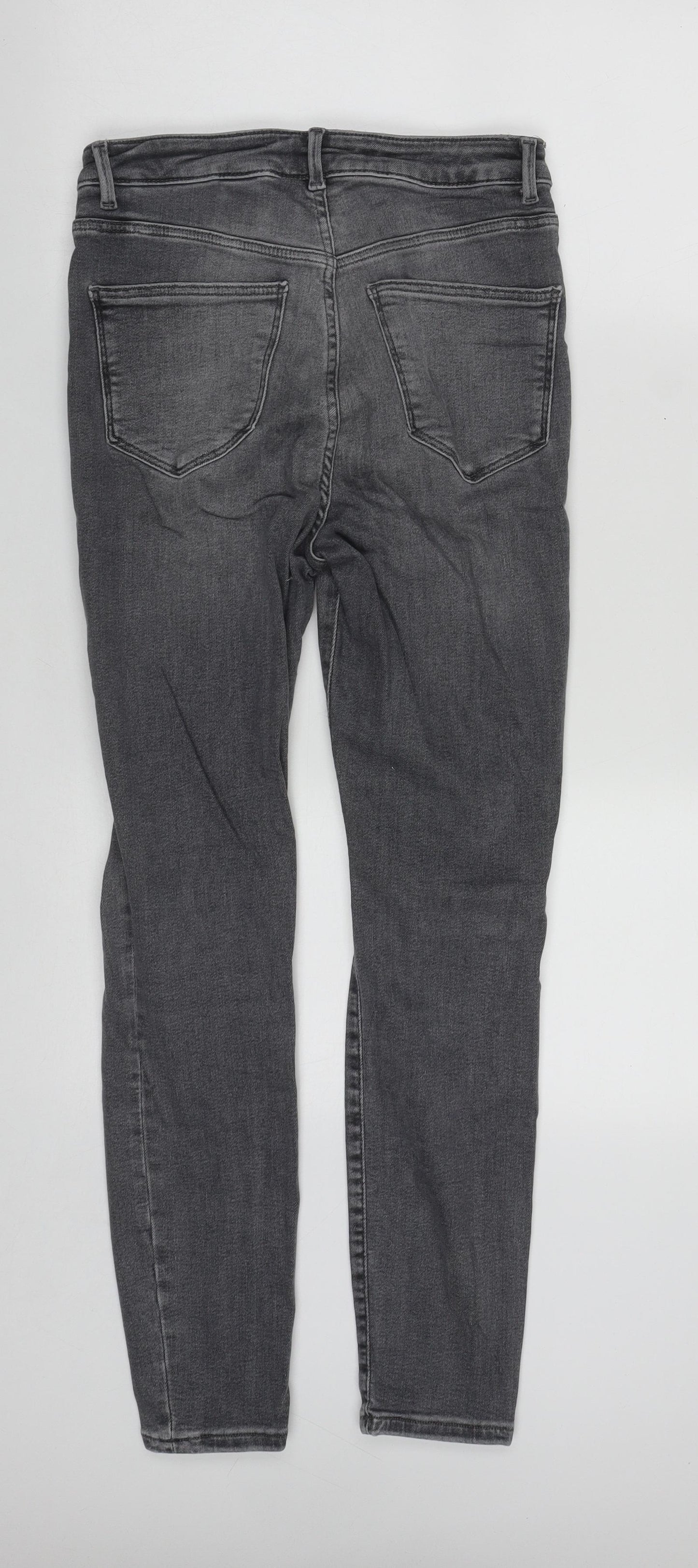 NEXT Womens Grey  Cotton Skinny Jeans Size M L26 in Regular Zip