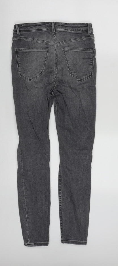 NEXT Womens Grey  Cotton Skinny Jeans Size M L26 in Regular Zip