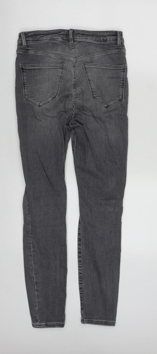 NEXT Womens Grey  Cotton Skinny Jeans Size M L26 in Regular Zip