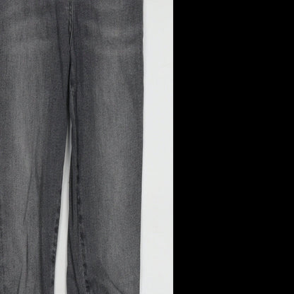 NEXT Womens Grey  Cotton Skinny Jeans Size M L26 in Regular Zip