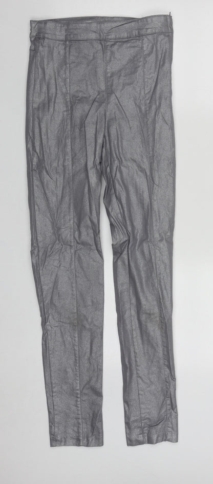 H&M Womens Silver  Cotton Straight Jeans Size 8 L28 in Regular Zip