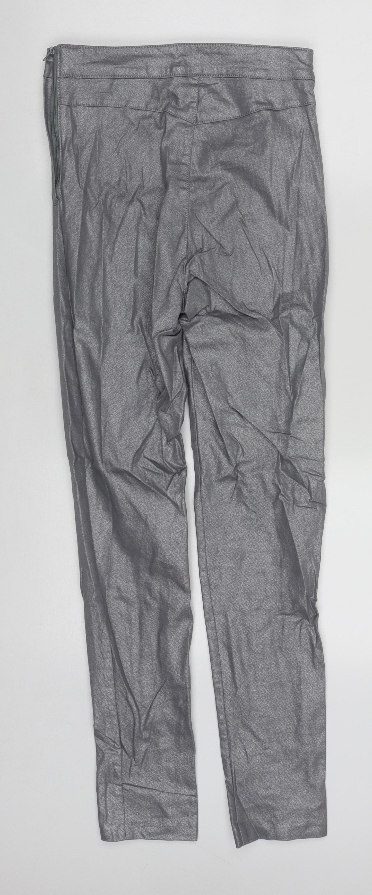 H&M Womens Silver  Cotton Straight Jeans Size 8 L28 in Regular Zip