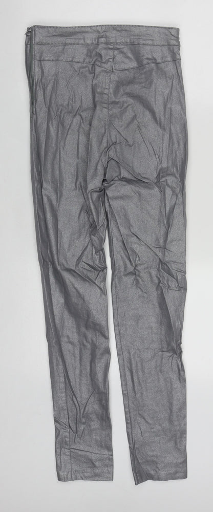 H&M Womens Silver  Cotton Straight Jeans Size 8 L28 in Regular Zip