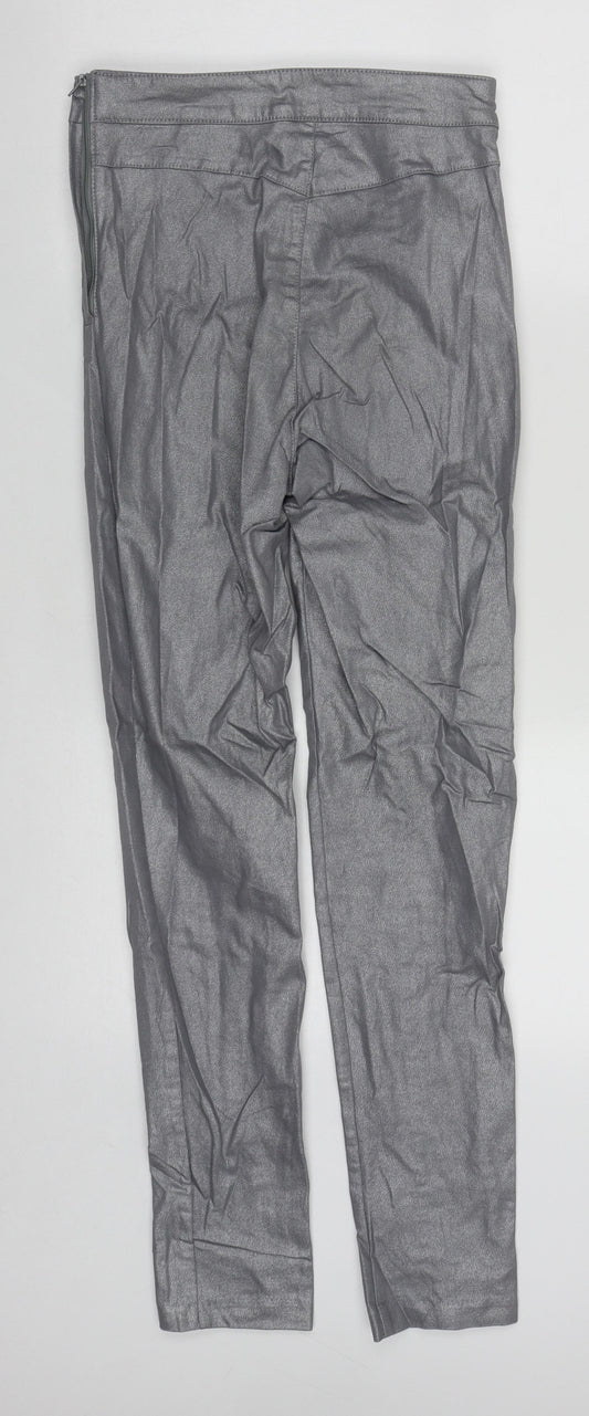 H&M Womens Silver  Cotton Straight Jeans Size 8 L28 in Regular Zip