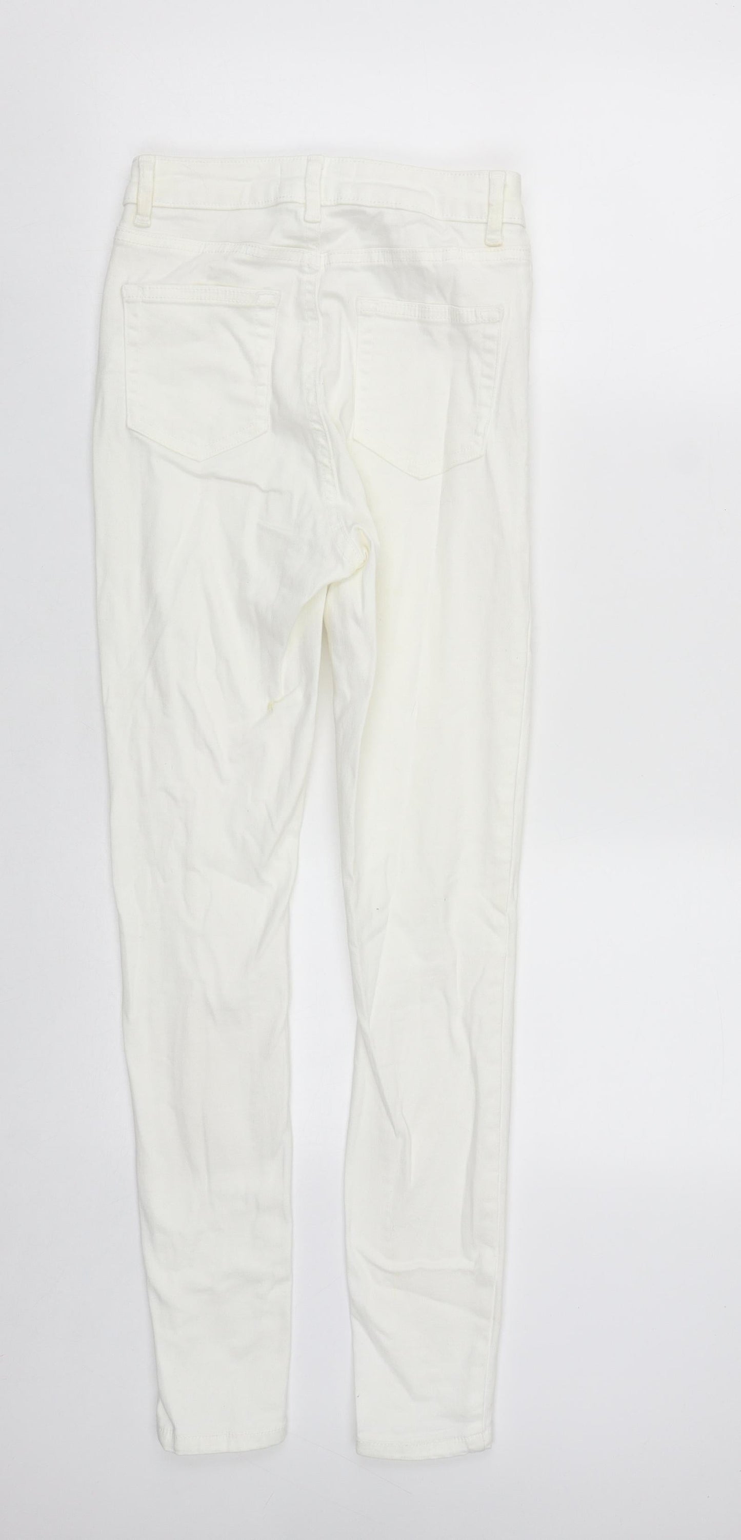 Denim & Co. Womens White  Cotton Straight Jeans Size 8 L29 in Regular Zip