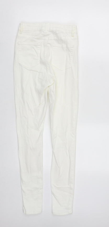 Denim & Co. Womens White  Cotton Straight Jeans Size 8 L29 in Regular Zip