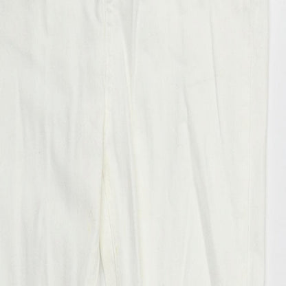 Denim & Co. Womens White  Cotton Straight Jeans Size 8 L29 in Regular Zip