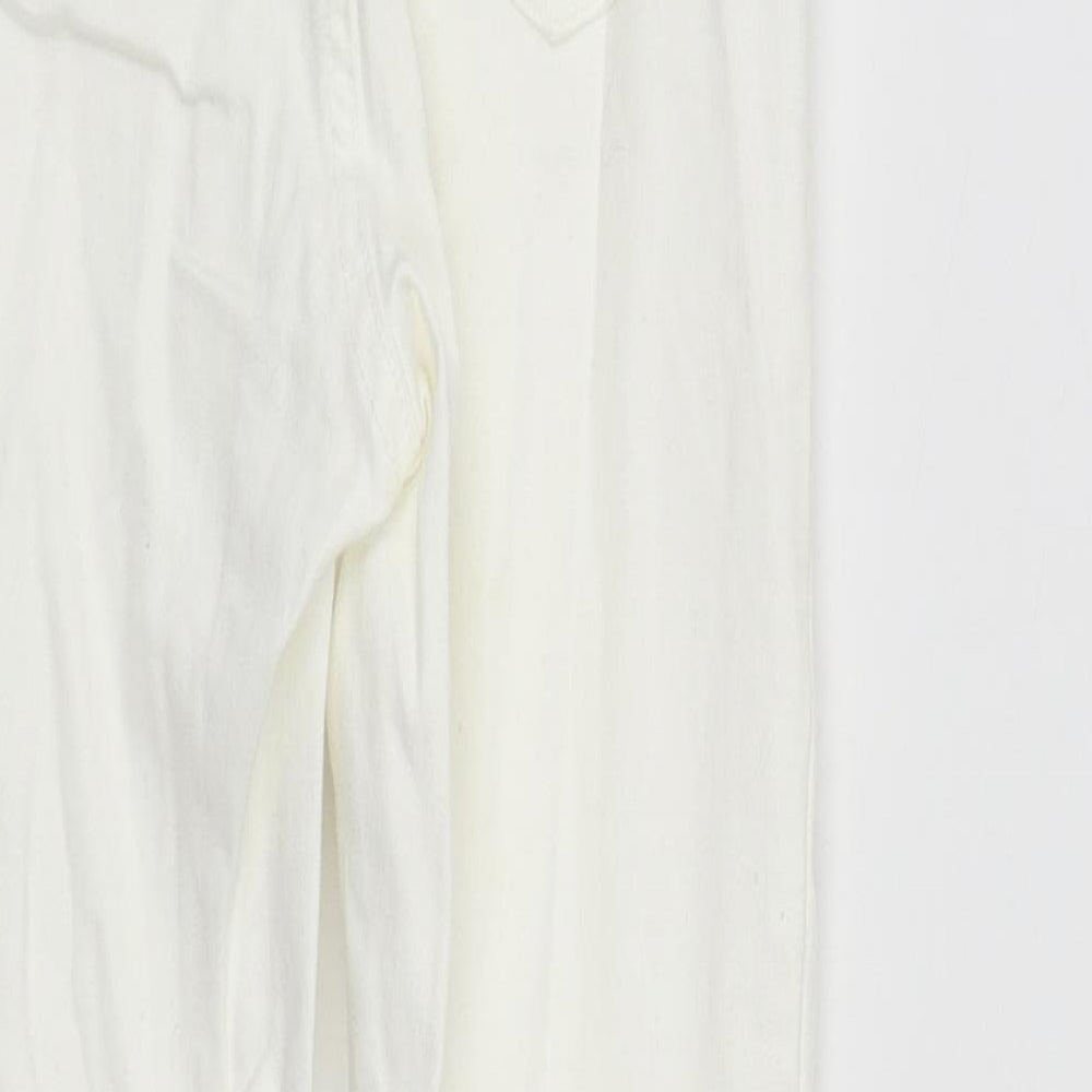 Denim & Co. Womens White  Cotton Straight Jeans Size 8 L29 in Regular Zip