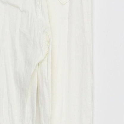 Denim & Co. Womens White  Cotton Straight Jeans Size 8 L29 in Regular Zip