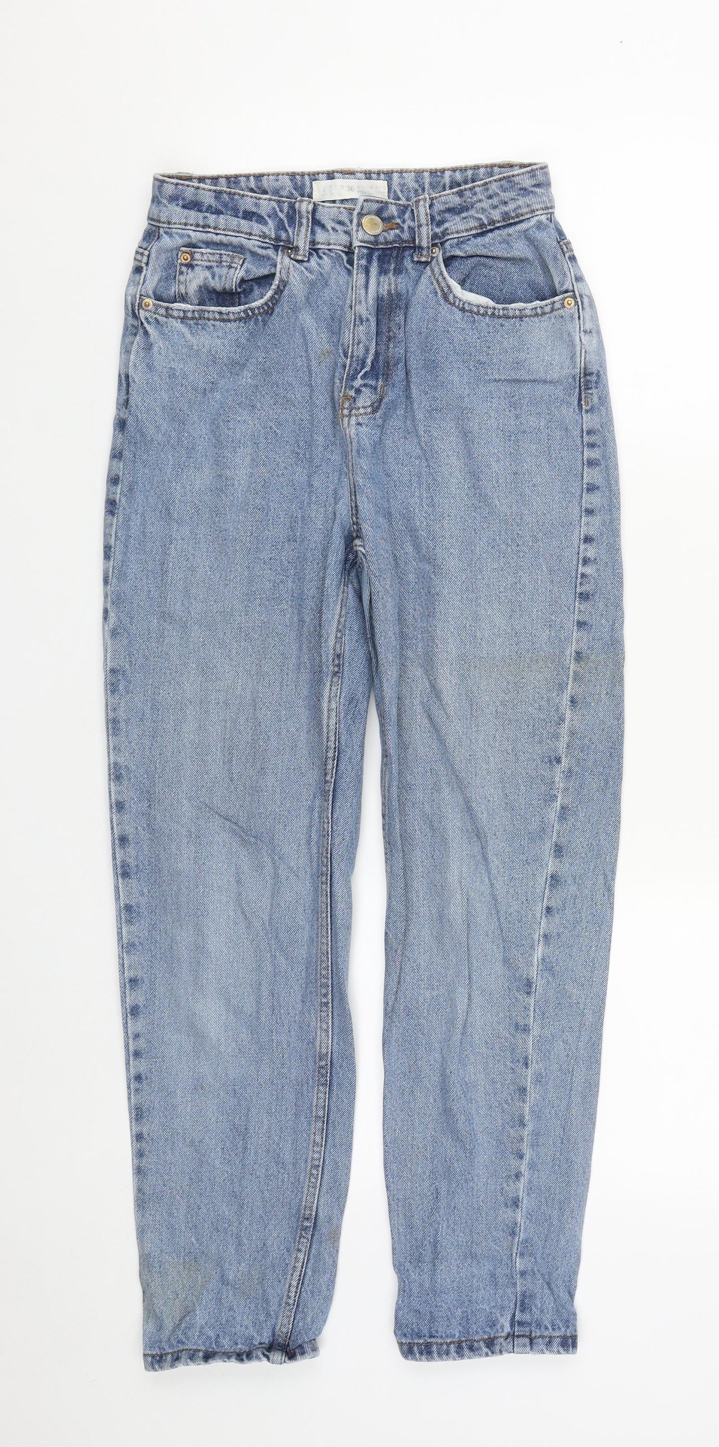 Denim & Co. Womens Blue  Cotton Straight Jeans Size 4 L27 in Regular Zip