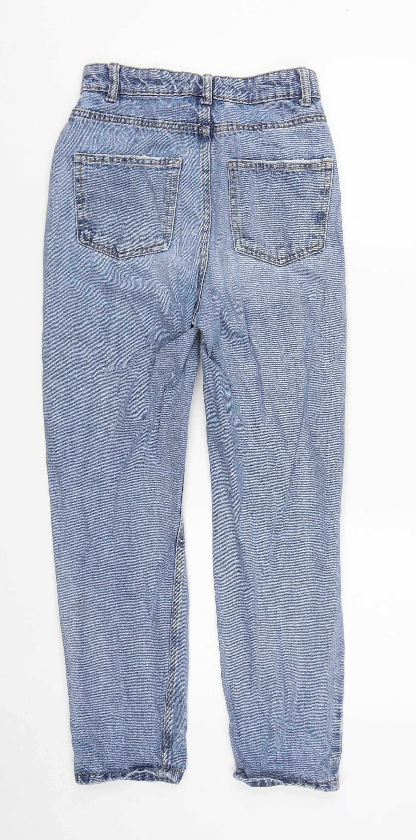 Denim & Co. Womens Blue  Cotton Straight Jeans Size 4 L27 in Regular Zip