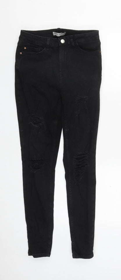 Denim & Co. Womens Black  Cotton Straight Jeans Size 12 L29 in Regular Zip