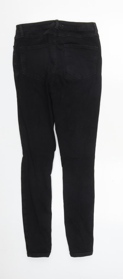 Denim & Co. Womens Black  Cotton Straight Jeans Size 12 L29 in Regular Zip