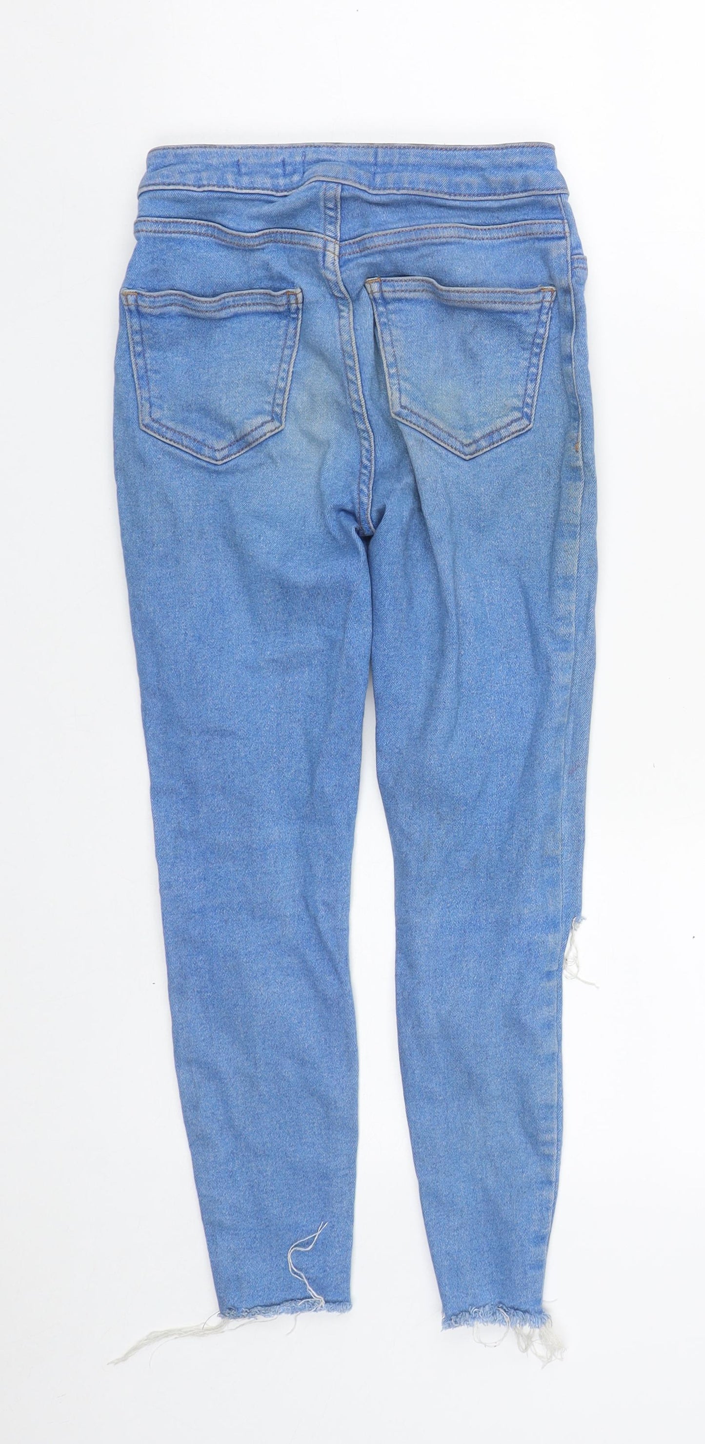 New Look Womens Blue  Cotton Cropped Jeans Size 6 L22 in Regular Zip
