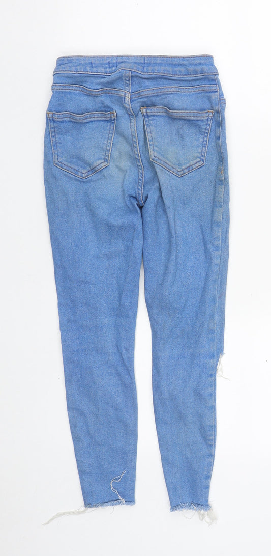 New Look Womens Blue  Cotton Cropped Jeans Size 6 L22 in Regular Zip