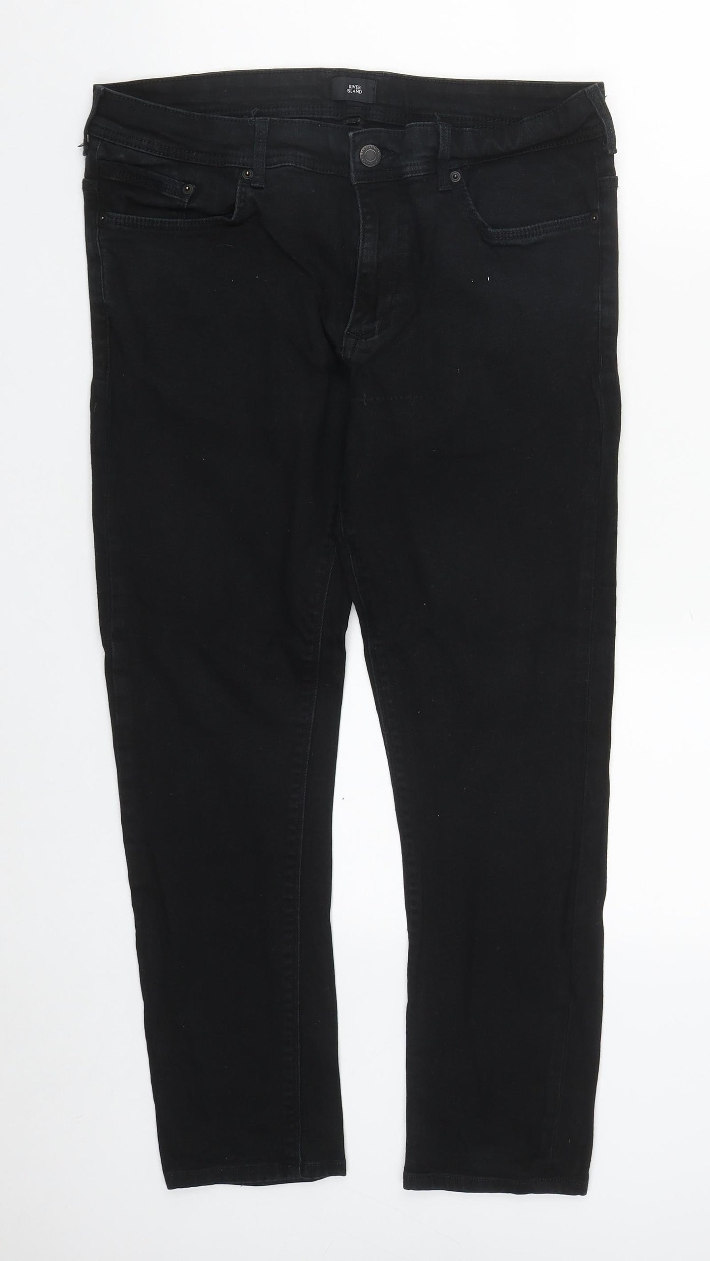 River Island Womens Black  Cotton Skinny Jeans Size 34 in L24 in Regular Zip