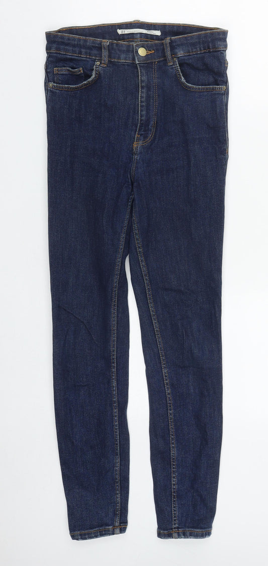 Zara Womens Blue  Cotton Straight Jeans Size 28 in L27 in Regular Zip