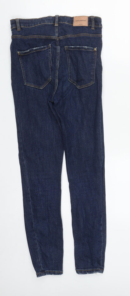 Zara Womens Blue  Cotton Straight Jeans Size 28 in L27 in Regular Zip