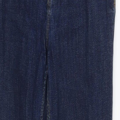 Zara Womens Blue  Cotton Straight Jeans Size 28 in L27 in Regular Zip