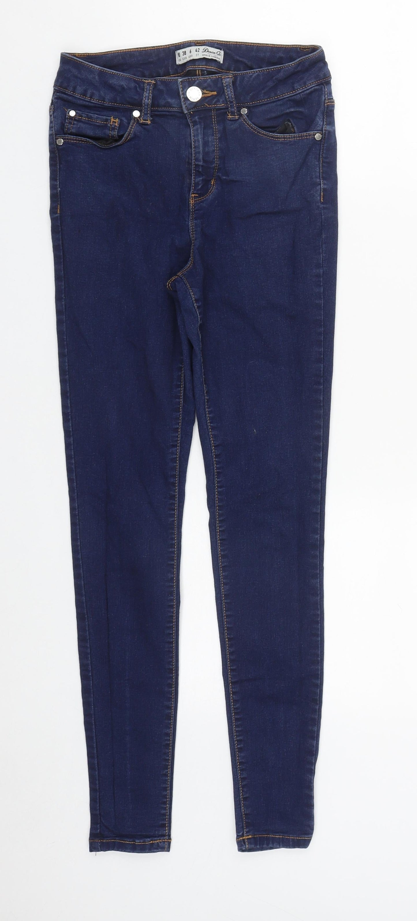 Denim & Co. Womens Blue  Cotton Skinny Jeans Size 10 L27 in Regular Zip