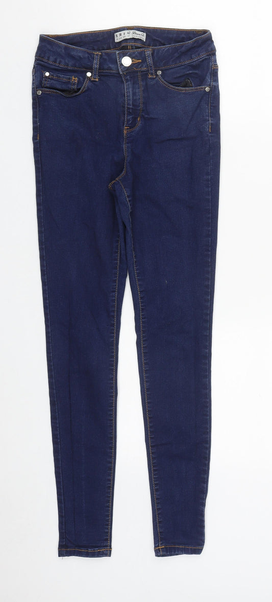 Denim & Co. Womens Blue  Cotton Skinny Jeans Size 10 L27 in Regular Zip
