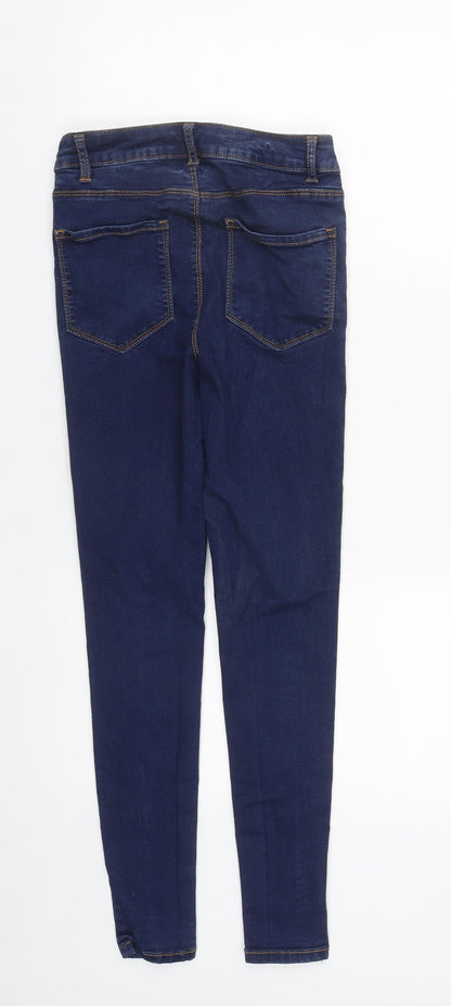 Denim & Co. Womens Blue  Cotton Skinny Jeans Size 10 L27 in Regular Zip