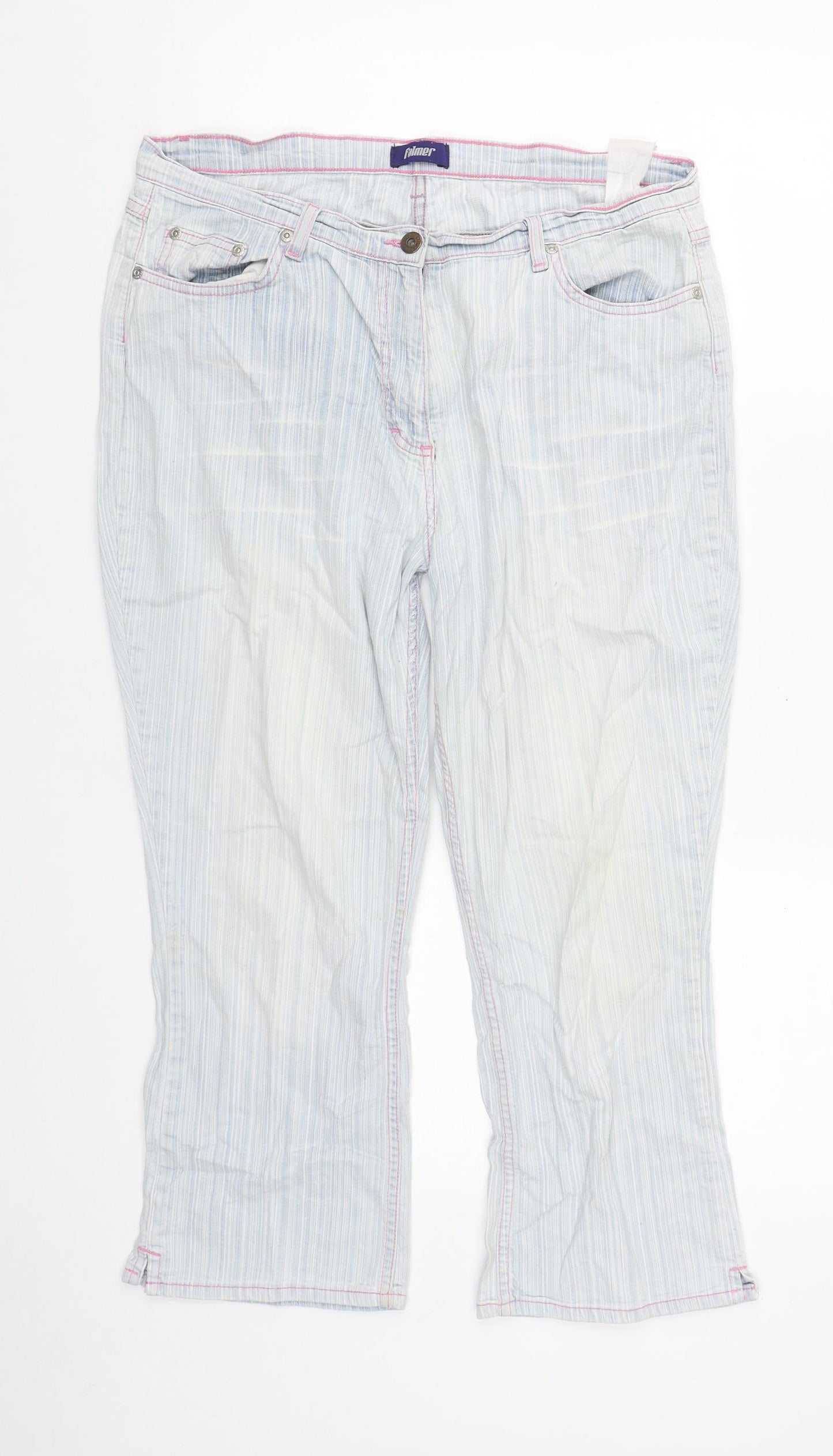 FALMER Womens Blue  Cotton Cropped Jeans Size 32 in L23 in Regular Zip