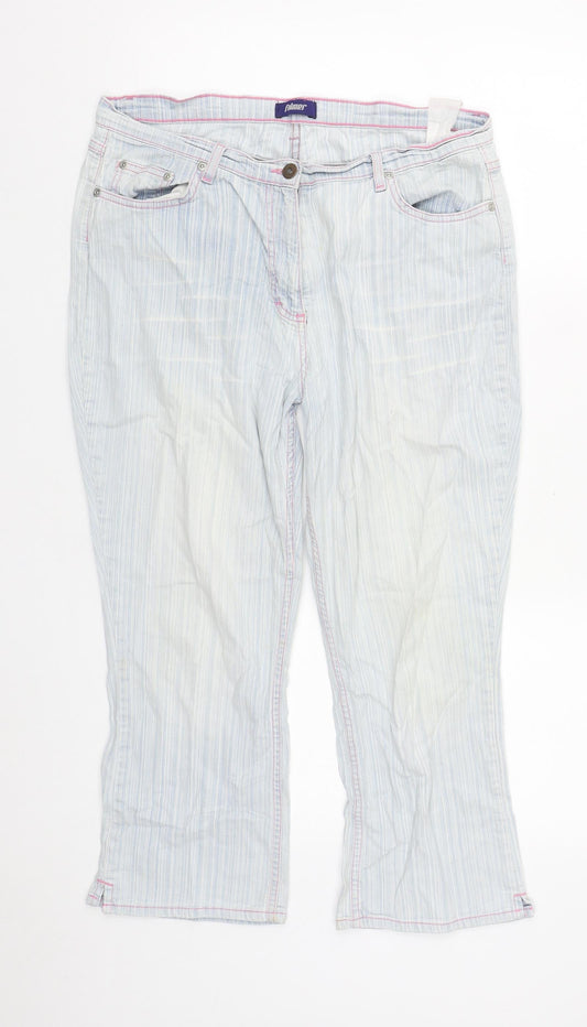 FALMER Womens Blue  Cotton Cropped Jeans Size 32 in L23 in Regular Zip