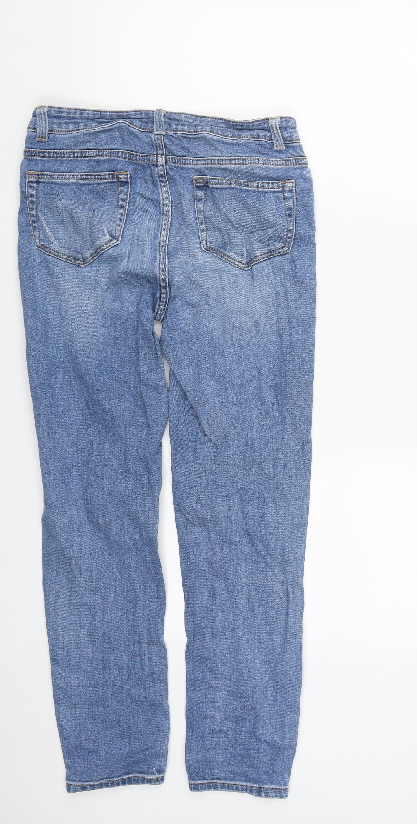 Denim & Co. Womens Blue  Cotton Straight Jeans Size 8 L26 in Regular Zip