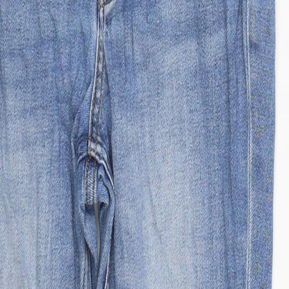 Denim & Co. Womens Blue  Cotton Straight Jeans Size 8 L26 in Regular Zip