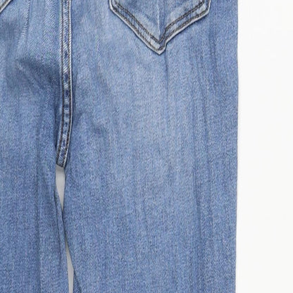 Denim & Co. Womens Blue  Cotton Straight Jeans Size 8 L26 in Regular Zip