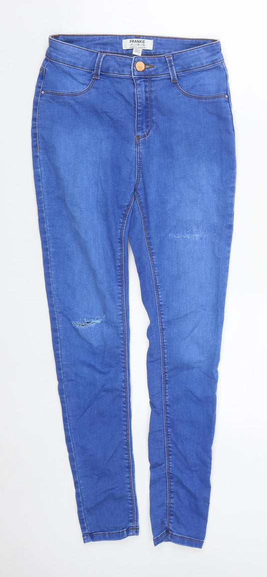 Dorothy Perkins Womens Blue  Cotton Straight Jeans Size 10 L27 in Regular Zip