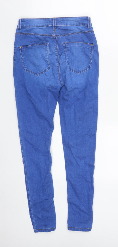 Dorothy Perkins Womens Blue  Cotton Straight Jeans Size 10 L27 in Regular Zip