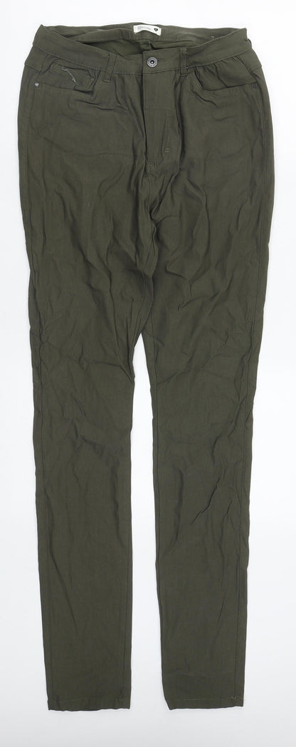 Chicoree Womens Green  Cotton Straight Jeans Size L L33 in Regular Zip