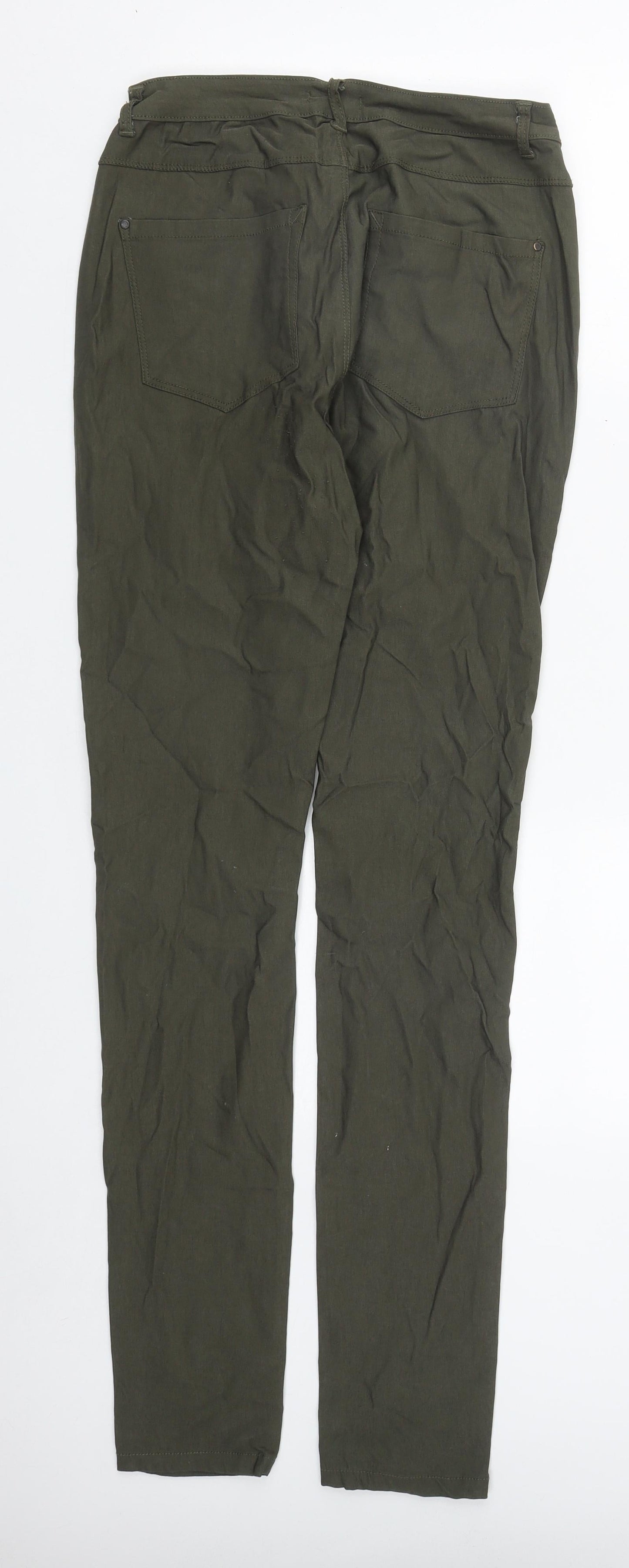 Chicoree Womens Green  Cotton Straight Jeans Size L L33 in Regular Zip