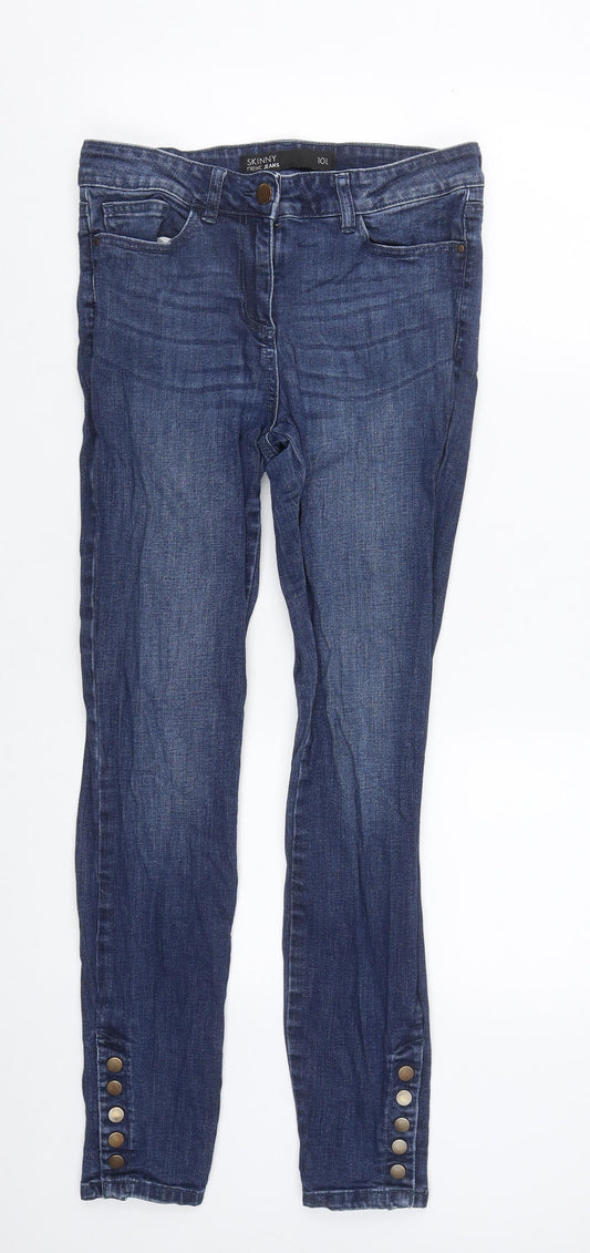 NEXT Womens Blue  Cotton Skinny Jeans Size 10 L29 in Regular Zip