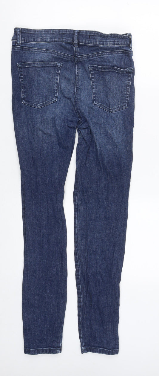 NEXT Womens Blue  Cotton Skinny Jeans Size 10 L29 in Regular Zip