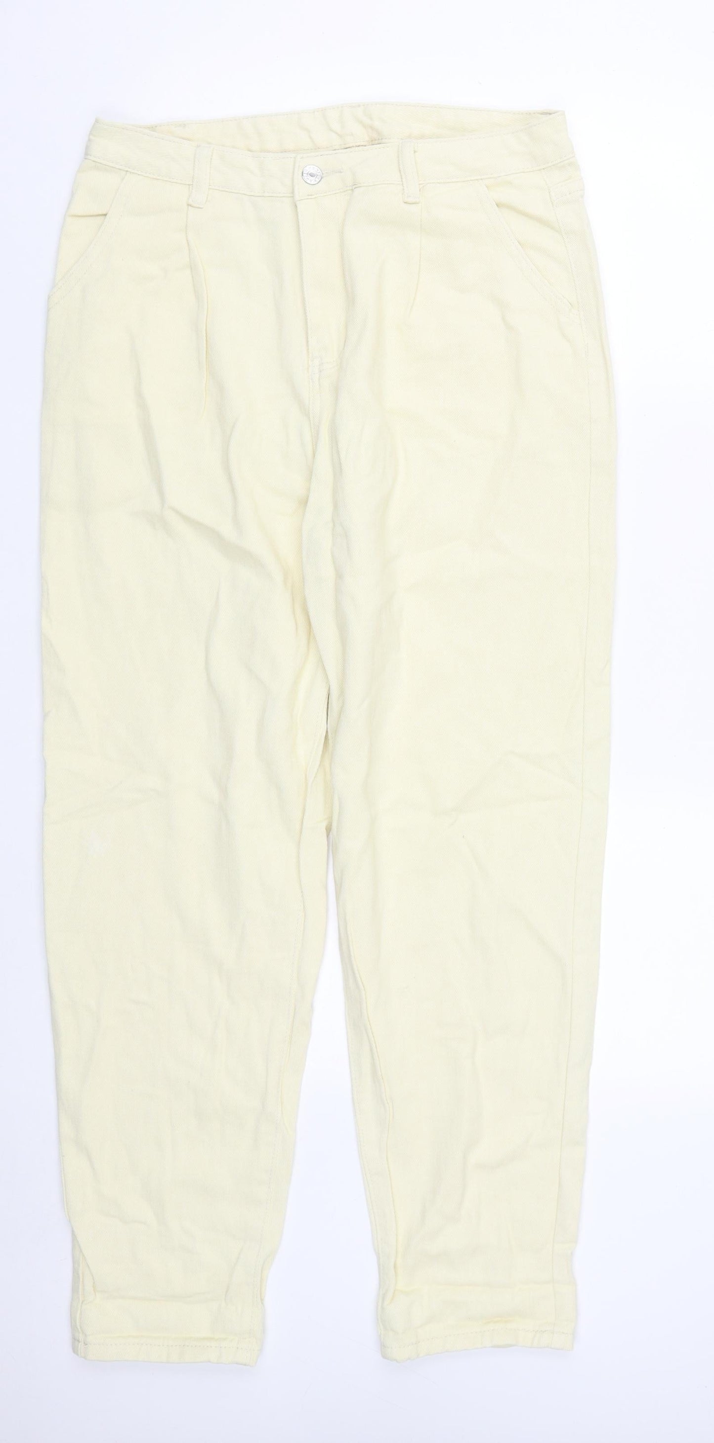 SheIn Womens Yellow  Cotton Straight Jeans Size L L29 in Regular Zip