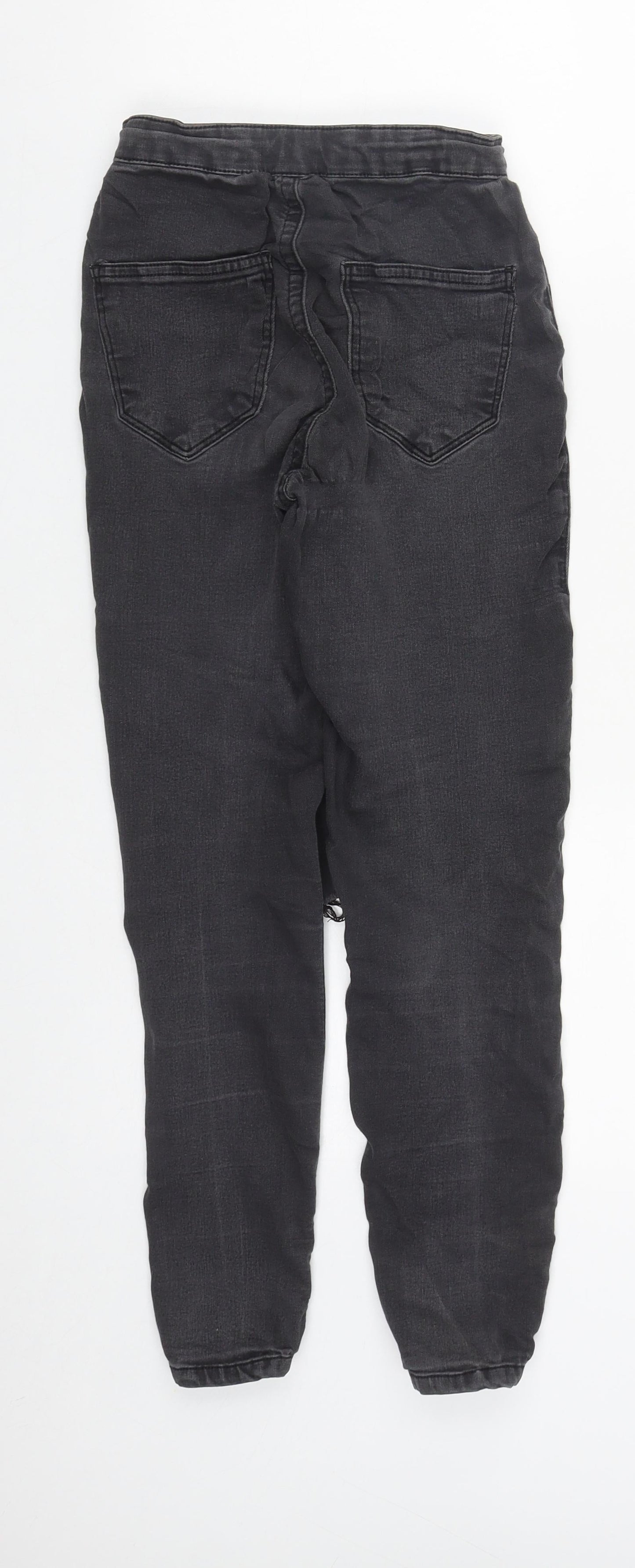Topshop Womens Black  Cotton Straight Jeans Size 24 in L24 in Regular Zip