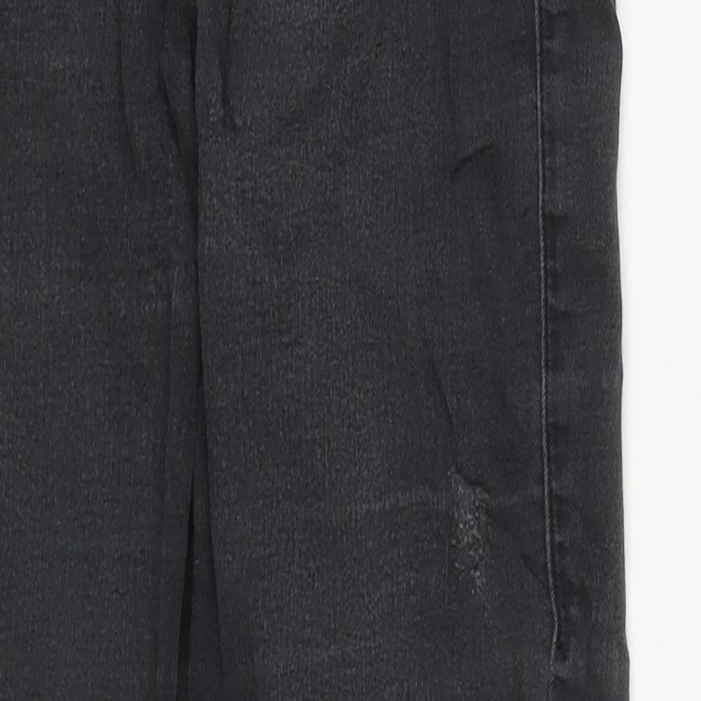 Topshop Womens Black  Cotton Straight Jeans Size 24 in L24 in Regular Zip