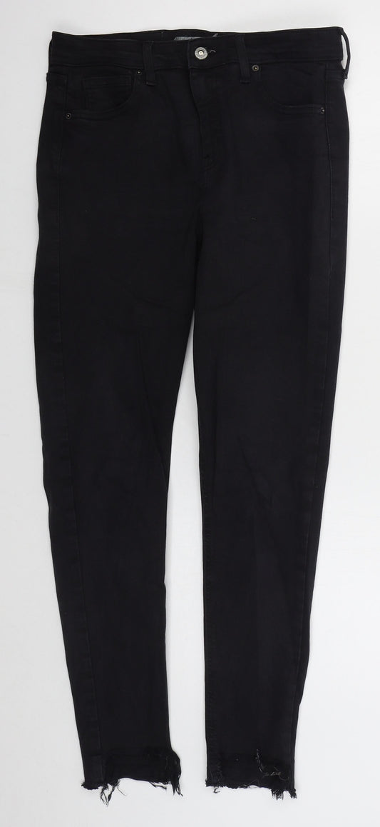 Topshop Womens Black  Cotton Skinny Jeans Size 30 in L27 in Regular Button