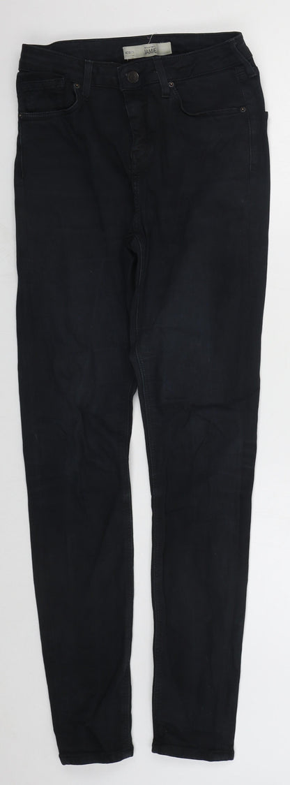 Topshop Womens Black  Cotton Skinny Jeans Size 28 in L30 in Regular Button