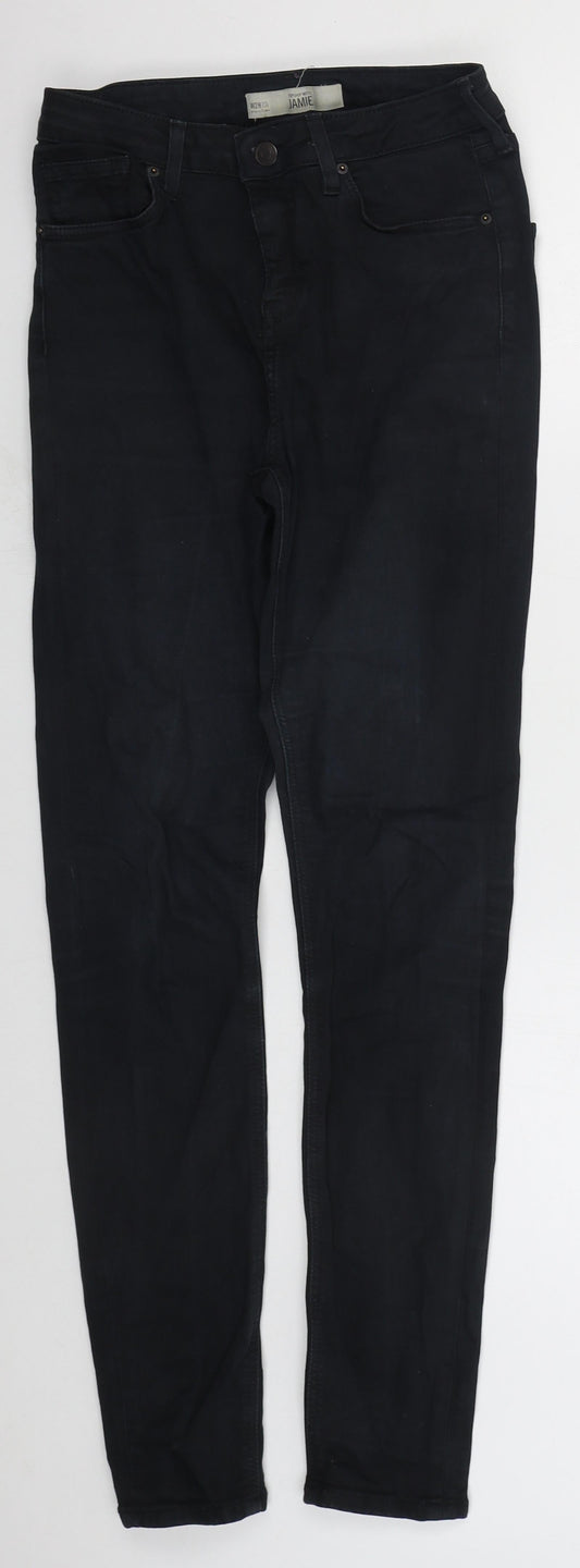 Topshop Womens Black  Cotton Skinny Jeans Size 28 in L30 in Regular Button